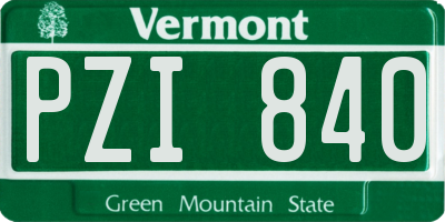 VT license plate PZI840