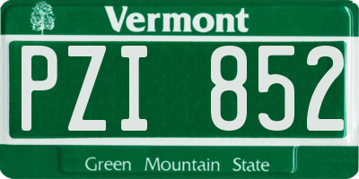 VT license plate PZI852