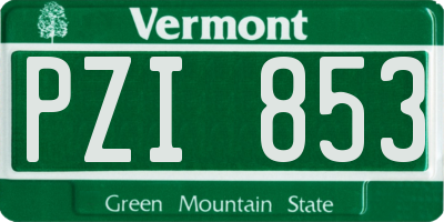 VT license plate PZI853