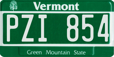 VT license plate PZI854