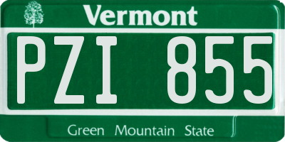VT license plate PZI855