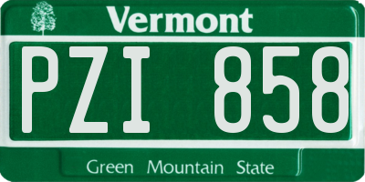 VT license plate PZI858