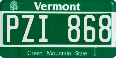 VT license plate PZI868