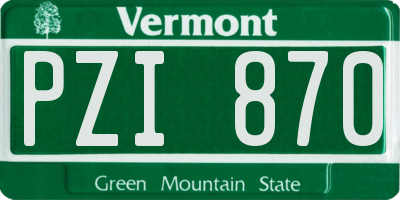 VT license plate PZI870