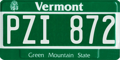 VT license plate PZI872