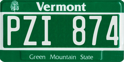 VT license plate PZI874