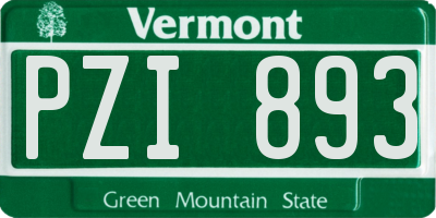 VT license plate PZI893