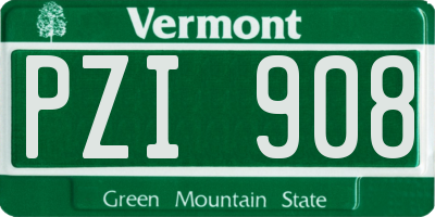 VT license plate PZI908