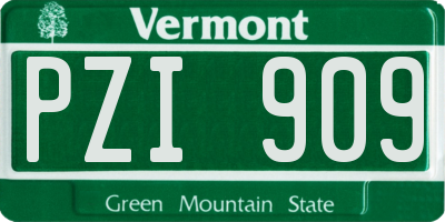 VT license plate PZI909