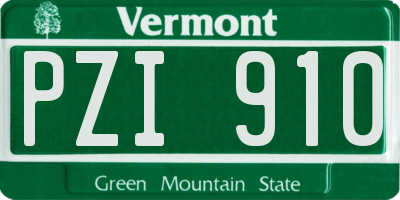 VT license plate PZI910