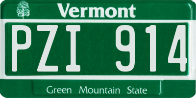 VT license plate PZI914