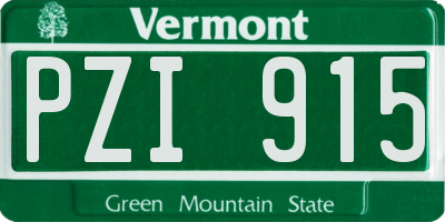 VT license plate PZI915