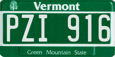 VT license plate PZI916