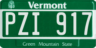 VT license plate PZI917