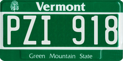 VT license plate PZI918