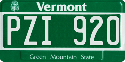 VT license plate PZI920