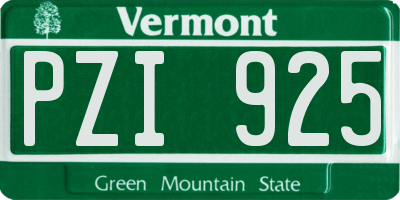VT license plate PZI925