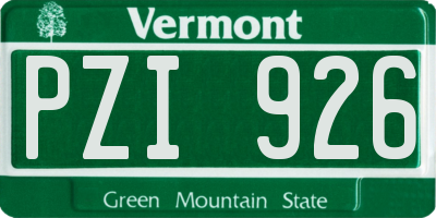 VT license plate PZI926