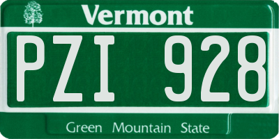 VT license plate PZI928