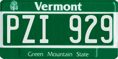 VT license plate PZI929