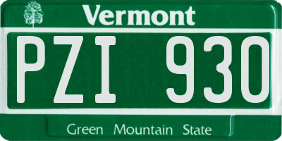 VT license plate PZI930