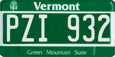 VT license plate PZI932
