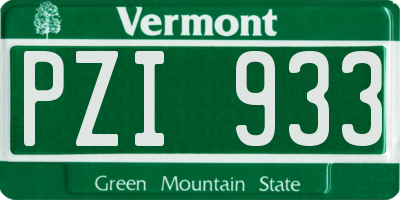 VT license plate PZI933