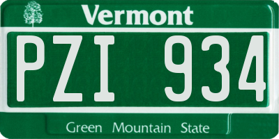 VT license plate PZI934