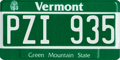 VT license plate PZI935