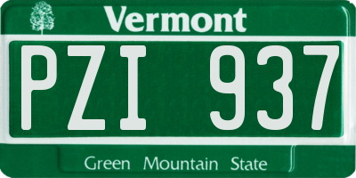 VT license plate PZI937