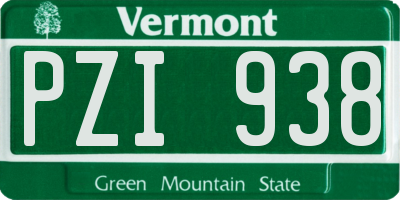 VT license plate PZI938