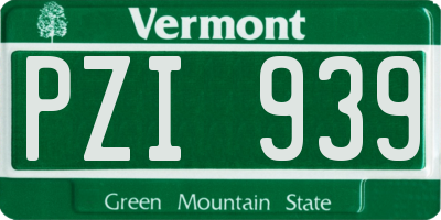 VT license plate PZI939