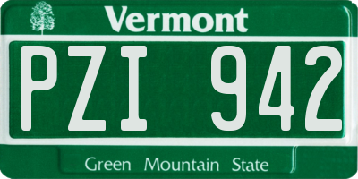 VT license plate PZI942