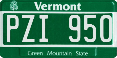 VT license plate PZI950