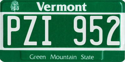 VT license plate PZI952
