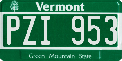 VT license plate PZI953