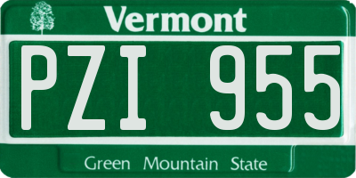 VT license plate PZI955