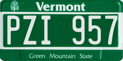 VT license plate PZI957
