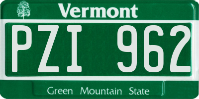 VT license plate PZI962