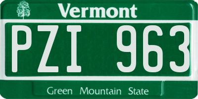 VT license plate PZI963
