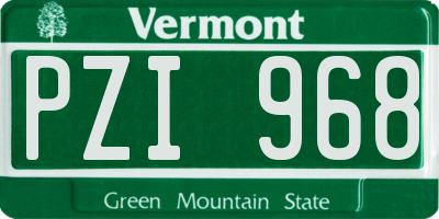 VT license plate PZI968