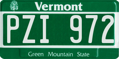 VT license plate PZI972