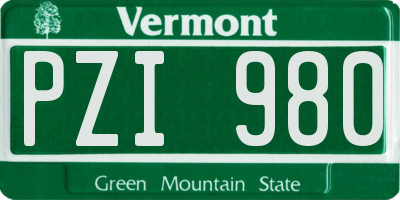 VT license plate PZI980