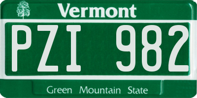 VT license plate PZI982