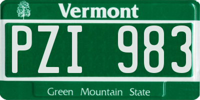 VT license plate PZI983