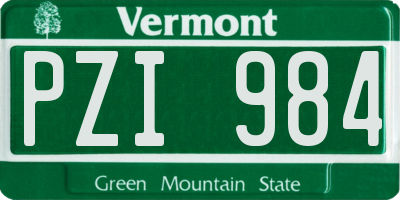 VT license plate PZI984