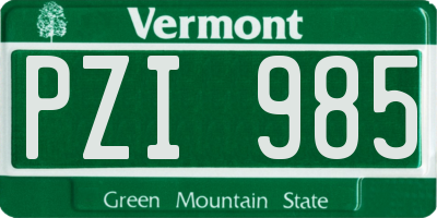 VT license plate PZI985