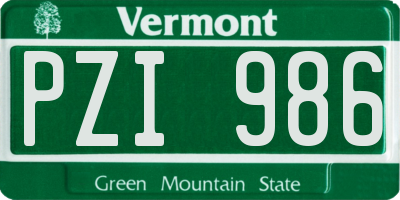 VT license plate PZI986