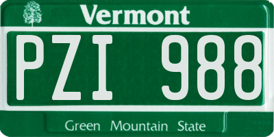 VT license plate PZI988