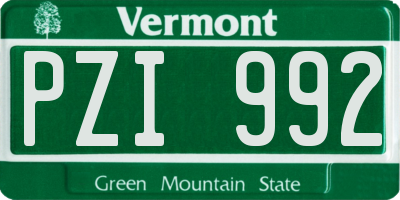VT license plate PZI992